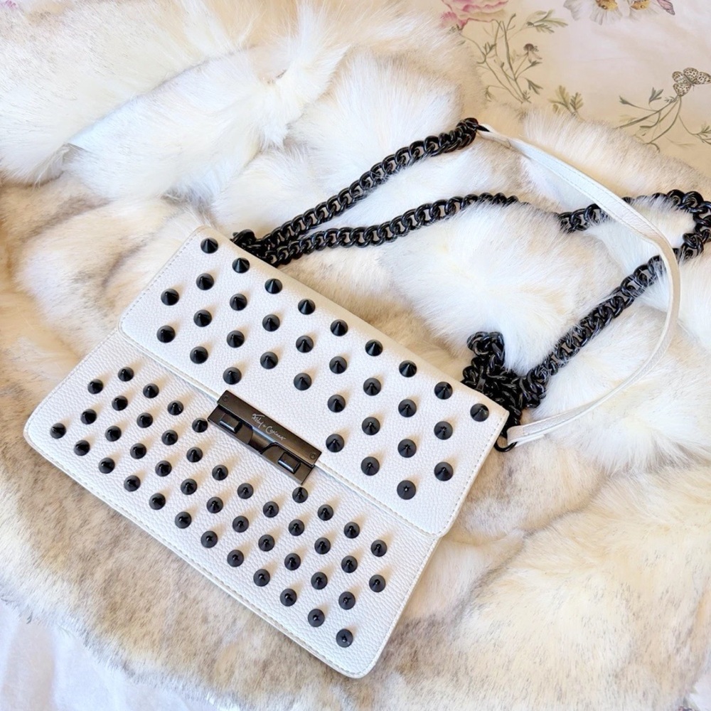 Foley + Corinna Skyline Bandit White and Black Studded Crossbody Bag